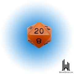 MEGA ACRYLIC DICE D20 GLOW ORANGE/BLACK 35MM